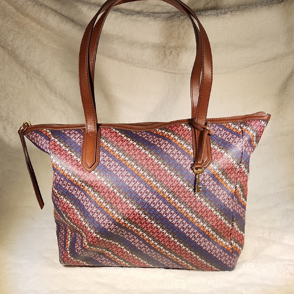 Fossil Striped Multicolor Tote Bag